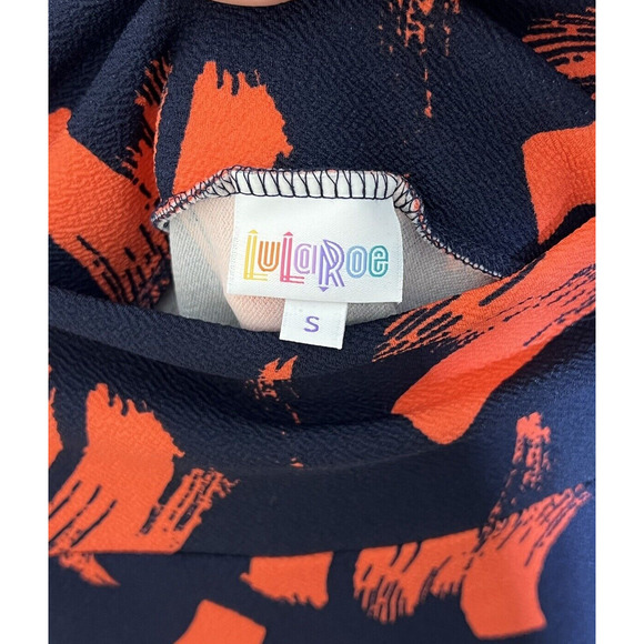 Lularoe Azure Brushstroke Pull On Skirt Womens Size S Stretch Blue Neon Orange - Picture 3 of 7